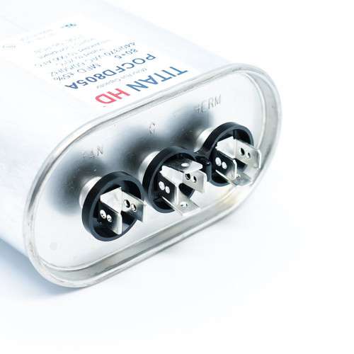 Titan HD HVAC Dual Motor Run Capacitor 80+5 MFD 440/370 Volt Oval American Made