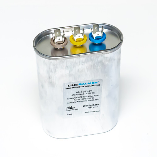 Supco Capacitor Oval Dual Run 80 + 5 uf 370/440 Volts for HVAC Motors Compressors LCD80+5X440 Linebacker