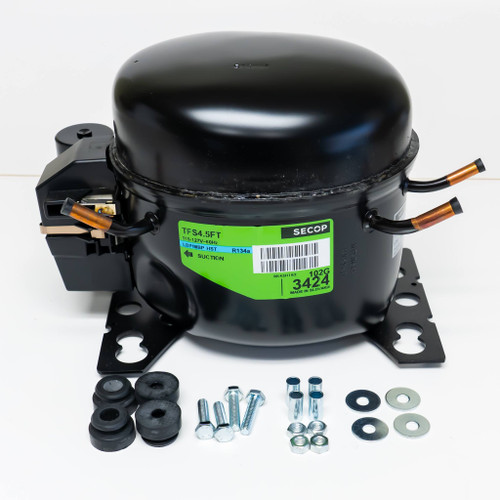 Secop TFS4-5FT 134a Hermetic Refrigeration Compressor 1/8 HP 477 BTU LBP 1790 BTU HBP 115V Secop TFS4-5FT 134a Hermetic Refrigeration Compressor 1/8 HP 477 BTU LBP 1790 BTU HBP 115V