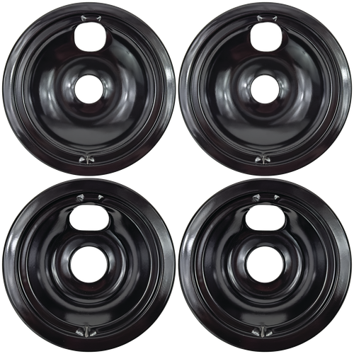 Range Drip Pan Burner Bowl Bib Set Porcelain for GE WB31M19 (2) WB31M20 (2)