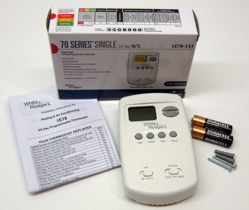 1E78-151 White Rodgers Wall Thermostat 24V Millivolt Battery Programmable 5+2