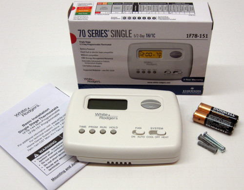 1F78-151 White Rodgers Wall Thermostat 24V Millivolt Battery Programmable 5+2