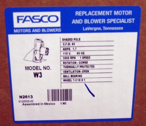 Fasco Water Heater Draft Inducer Fan Motor Mccombs Supply Co W3