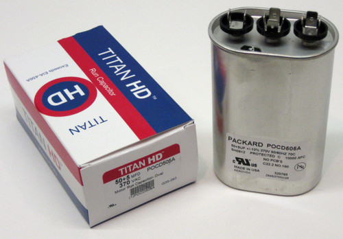 TitanHD POCD505A American-Made HVAC Oval Motor Run Dual Capacitor 50/5 MFD/UF 370 Volts