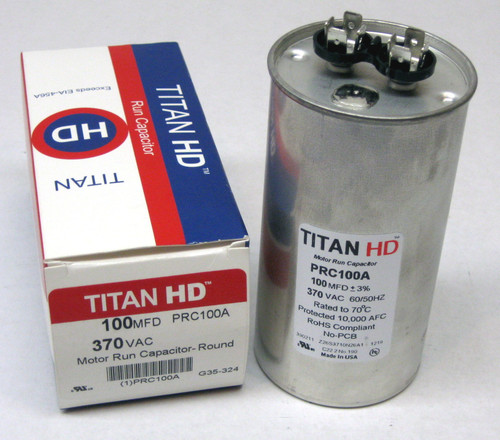 Round Motor Run Capacitor American-Made HVAC TitanHD part number PRC100A