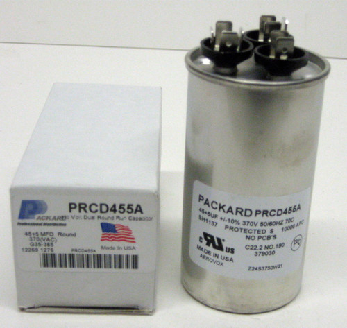 TitanHD American-Made HVAC Round Motor Run Dual Capacitor part number PRCD455A