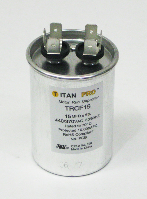 Titanpro Trcf15 15 Mfd 440 370 Volt Round Motor Run Capacitor Mccombs Supply Co