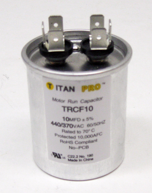 TitanPro TRCF10 HVAC Round Motor Run Capacitor. 10 MFD/UF 440/370 Volts