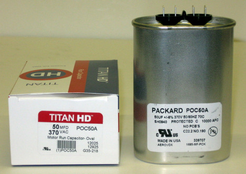 POC50 Oval 50 uf mfd 370 Volts Motor Run Capacitor NEW
