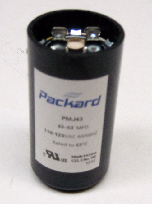 Packard PMJ43 Motor Start Capacitor. 43-53 MFD UF / 110-125 VAC