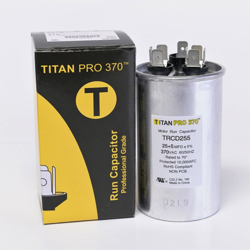 E2553 Round 25 + 5 mfd uf 370 Volts Dual Run Capacitor

