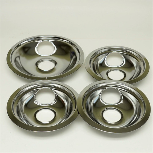 Chrome 6" and 8" Burner Drip Pan Bowls Set Supply Co CP2