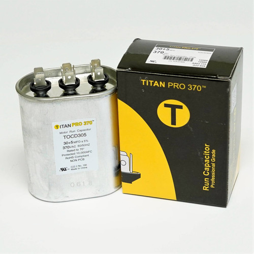 Supco CD30+5X370 30/5 MFD 370 Volt Oval Dual Motor Run Capacitor