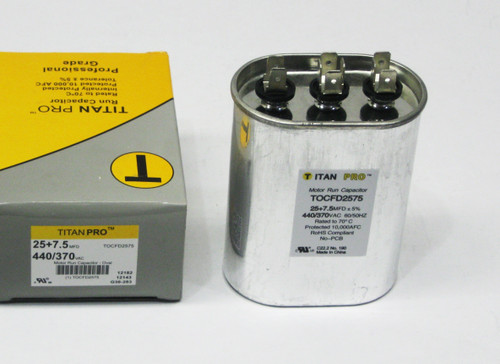 TOCFD2575 HVAC Oval Motor Run Dual Capacitor