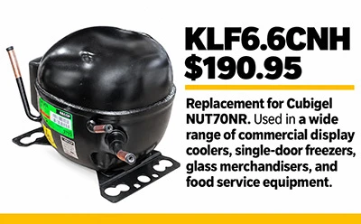KLF6.6CNH Compressor by Secop. Can be used in replace of Cubigel Nut70nr