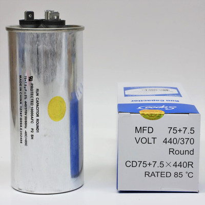 Round Run Capacitor 75+7.5 MFD 440V | McCombs Supply | CD75+