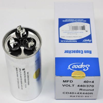 Round Run Capacitor 40+4 MFD 440V | McCombs Supply | CD40+4X440R
