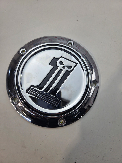 Derby Clutch Cover Number one skull Harley Davidson Dyna Softail
