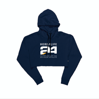 Hooded Pullover Crop Navy Blue