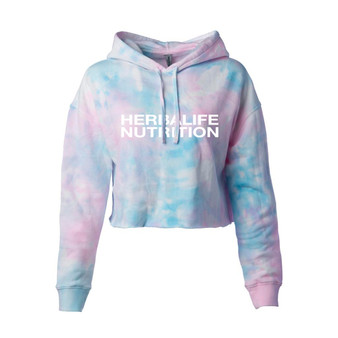 Women's Lightweight Hooded Pullover Crop Sweatshirt / Cotton Candy