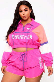 Hot Pink Windbreaker Crop