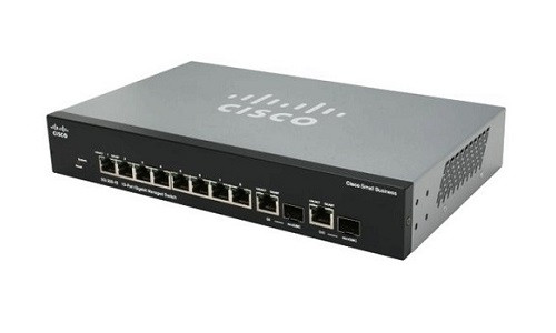 SRW2008P-K9-NA | Cisco Small Business SG300-10P Managed Switch, 8 Gigabit/2 Combo Mini GBIC Ports, 62w PoE | New