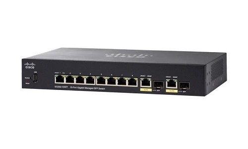 SG350-10SFP-K9-NA | Cisco Small Business SG350-10SFP Managed Switch, 8 Gigabit SFP and 2 Gigabit SFP Combo Ports | Refurbished