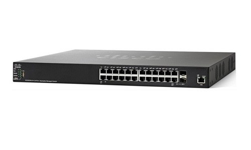 SG350X-24P-K9-NA | Cisco SG350X-24P Stackable Managed Switch, 24 Gigabit PoE+ with 2 10Gig/10Gig SFP+ Combo and 2 SFP+ Ports, 195w PoE | Refurbished