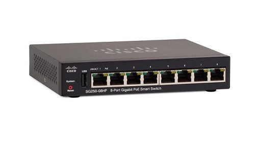 SG250-08HP-K9-NA | Cisco SG250-08HP Smart Switch, 8 Port Gigabit, PoE | New