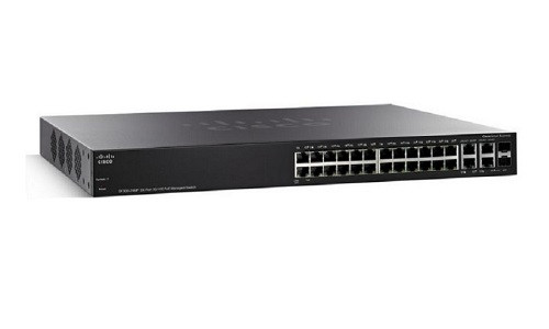 SF350-24P-K9-NA | Cisco Small Business SF350-24P Managed Switch, 24 10/100 with 2 Gigabit SFP Combo & 2 SFP Ports, 185w PoE | New