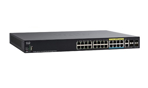 SG350X-24PV-K9-NA | Cisco SG350X-24PV Stackable Managed Switch, 16 Gigabit PoE+ with 8 5Gig PoE+ and 4 10Gig Ports, 375w PoE | Refurbished