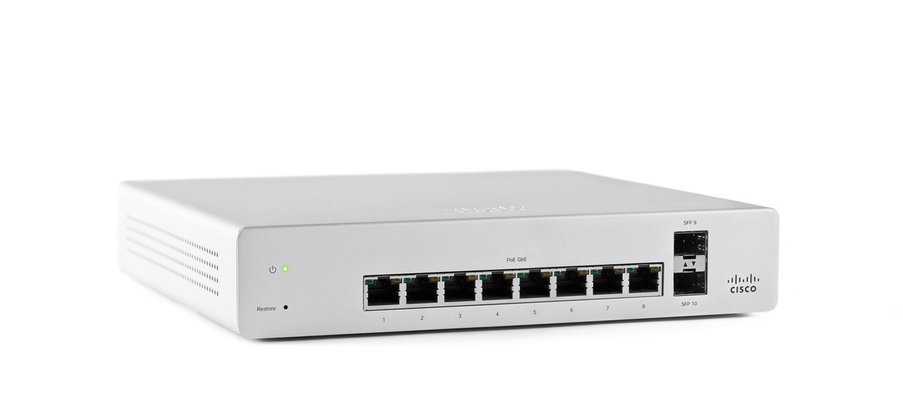 MS220-8P-HW | Cisco Meraki MS220 Compact Access Switch, 8 Ports PoE, 124w, 1GbE Uplinks | Refurbished