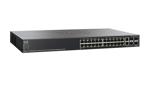 SF500-24P-K9-NA | Cisco SF500-24P Stackable Managed Switch, 24 10/100 PoE+ and 4 Gigabit Ethernet Ports | New