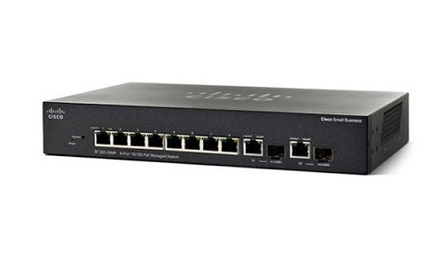 SF352-08MP-K9-NA | Cisco Small Business SF352+08MP Managed Switch, 8 10/100 and 2 Gigabit SFP Combo Ports, 128w PoE | New