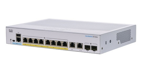CBS250-8FP-E-2G-NA Cisco Business 250 Smart Switch, 8 PoE+ Port, 120 watt, w/Combo Uplink - Refurbished