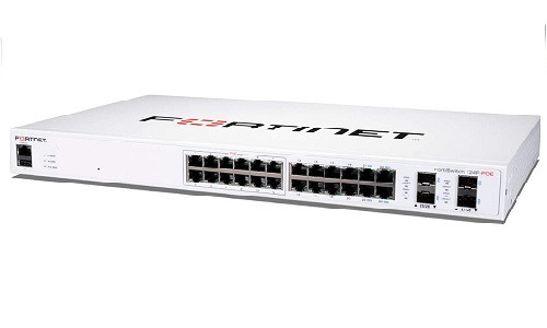 FS-124F-POE | Fortinet FortiSwitch 124F Switch, 24 Port GE RJ45 PoE+, 4x 10GE SFP+ Uplink, 185w | Refurbished