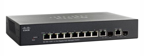 SG300-10PP-K9-NA | Cisco Small Business SG300-10PP Managed Switch, 8 Gigabit/2 Mini GBIC Combo Ports, 62w PoE | New