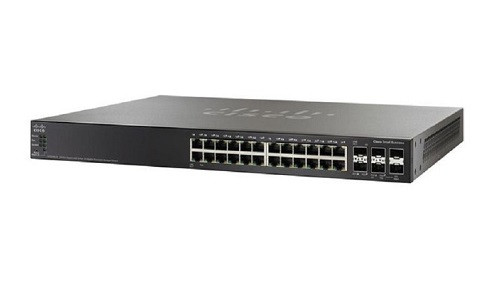 SG500X-24P-K9-NA | Cisco SG500X-24P Stackable Managed Switch, 24 Gigabit and 4 10Gig Ethernet SFP+ Ports, 375 PoE | New