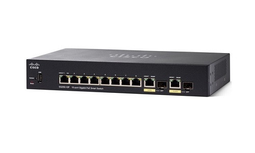 SG250-10P-K9-NA | Cisco SG250-10P Smart Switch, 8 Gigabit/2 SFP Combo Ports, PoE | Refurbished