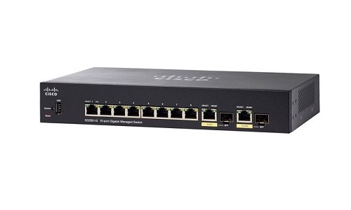 SG350-10P-K9-NA | Cisco Small Business SG350-10P Managed Switch, 8 Gigabit Ehternet and 2 Gigabit SFP Combo Ports, 62w PoE | Refurbished