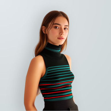 Retro Striped Mock Neck Knit Vest