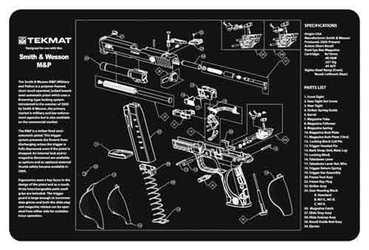 Tekmat Armorers Bench Mat - 11"x17" S&w M&p Pistol