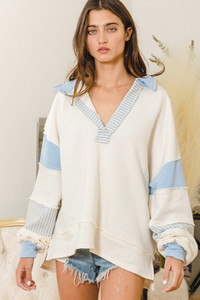 French Terry Knit Color Block Top French Terry Knit Color Block Top