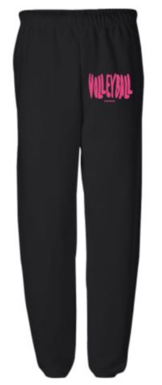 Volleyball Wavy Elastic Bottom Sweatpants Black