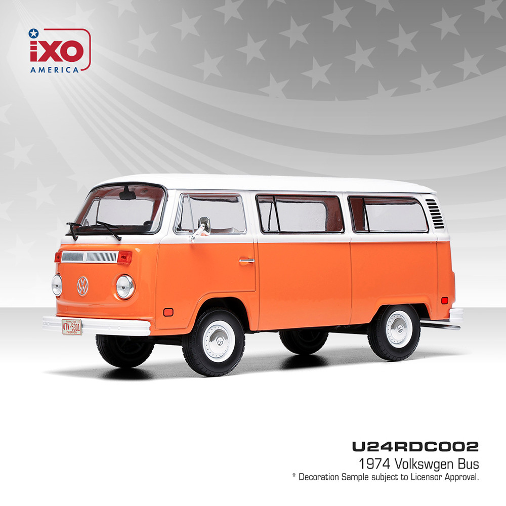 ミニカー IXO VW Bus FF SG Zeven Ortswehr Zeven 1:24 Scale 1974 Volkswgen Bus - Brilliant Orange