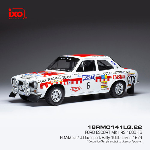 1:18 Scale - FORD ESCORT MK I RS 1600 #6 H.Mikkola - J.Davenport Rally 1000 Lakes 1974 Main Image