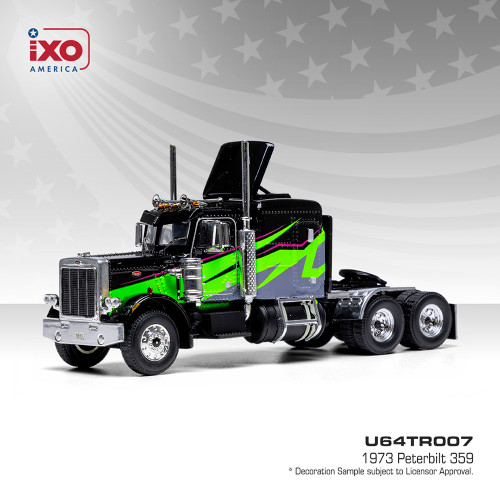 1:64 Scale 1973 Peterbilt 359 - Black and Lime Main Image