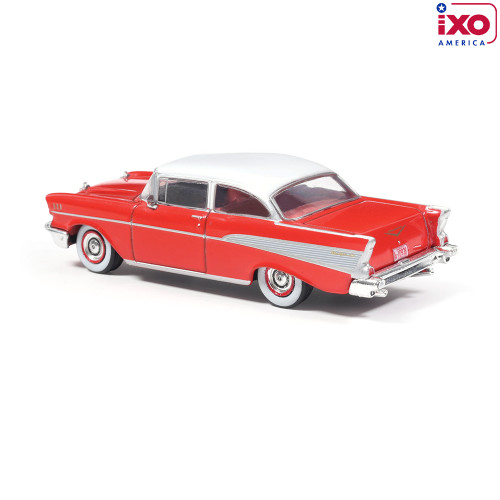 1:64 Scale 1957 Chevrolet Bel Air Sedan - Matador Red and India Ivory