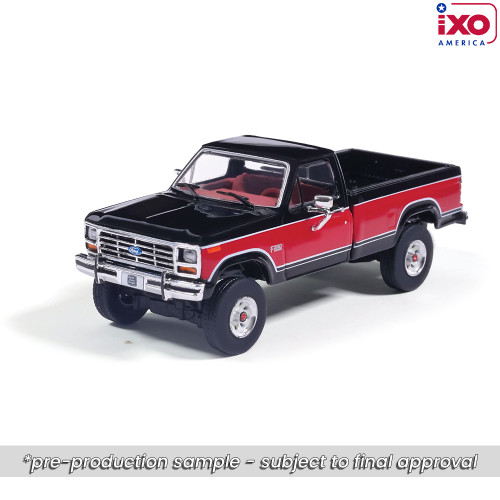 1:64 1982 F-350 XL Short Bed - Raven Black & Candyapple Red Deluxe Tu-Tone Main Image