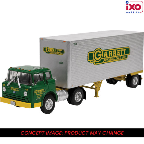 1:43 1980 Ford C Series 800 Garrett Freightlines with Pup Van - Green Main Image